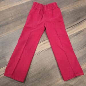 Vintage Kids Red Cotton Poly Casual Pants Boys Girls 80s Made USA Liveins Size 5